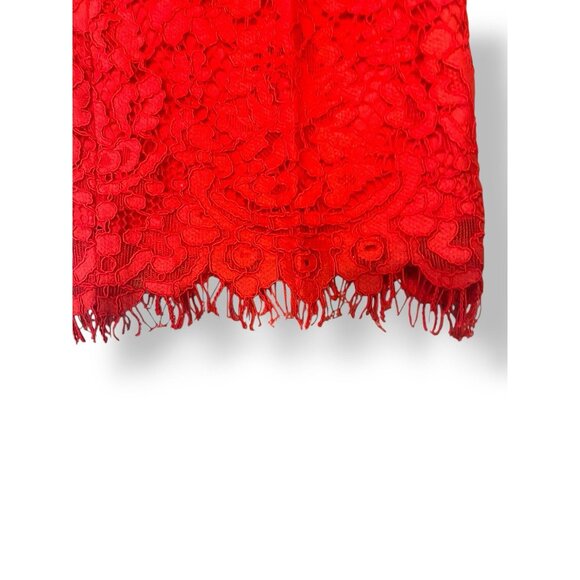 Classic Staple Red Lace Cropped Pants Scalloped Hem & Pockets, Women’s Size 6 - Picture 3 of 13